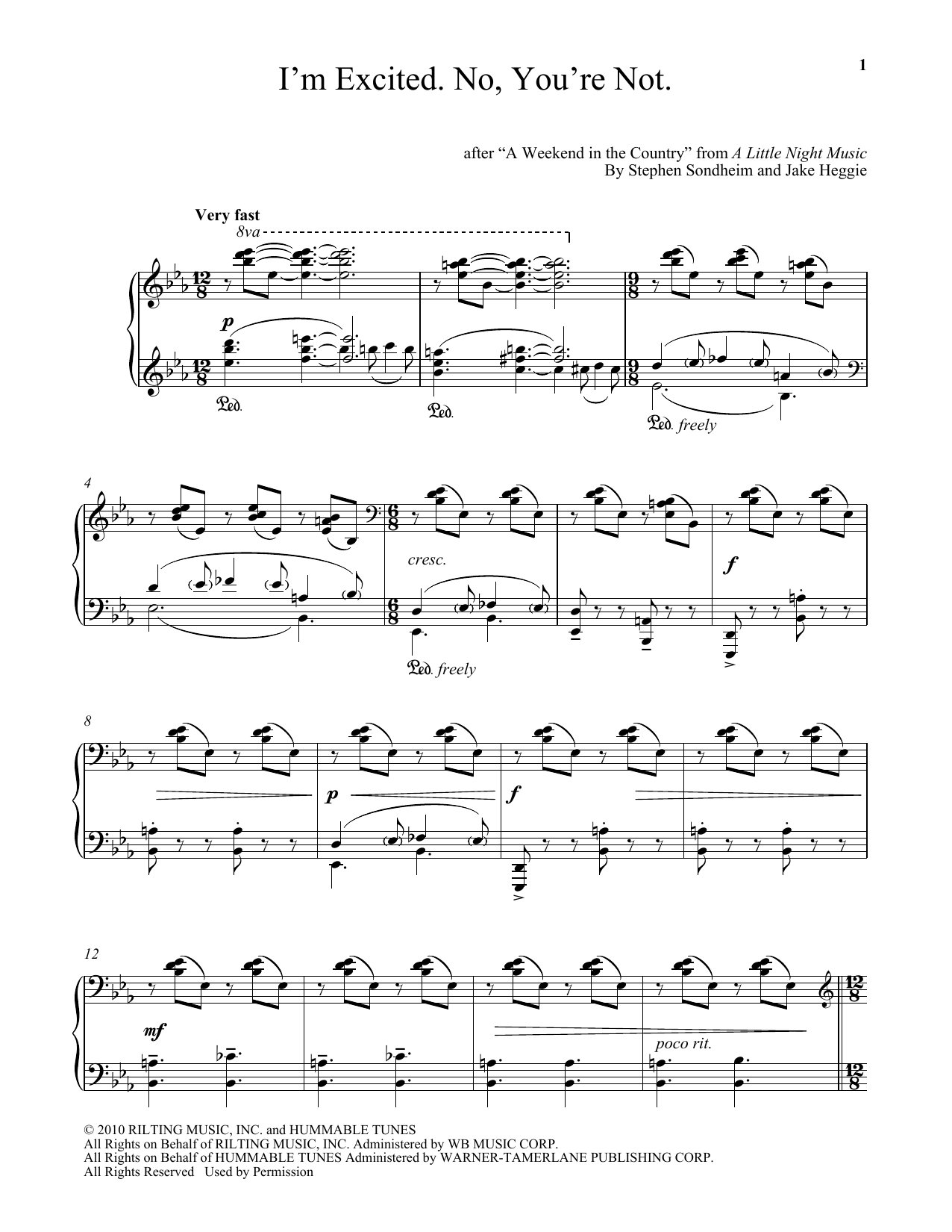 Download Jake Heggie I'm Excited. No, You're Not. Sheet Music and learn how to play Piano PDF digital score in minutes