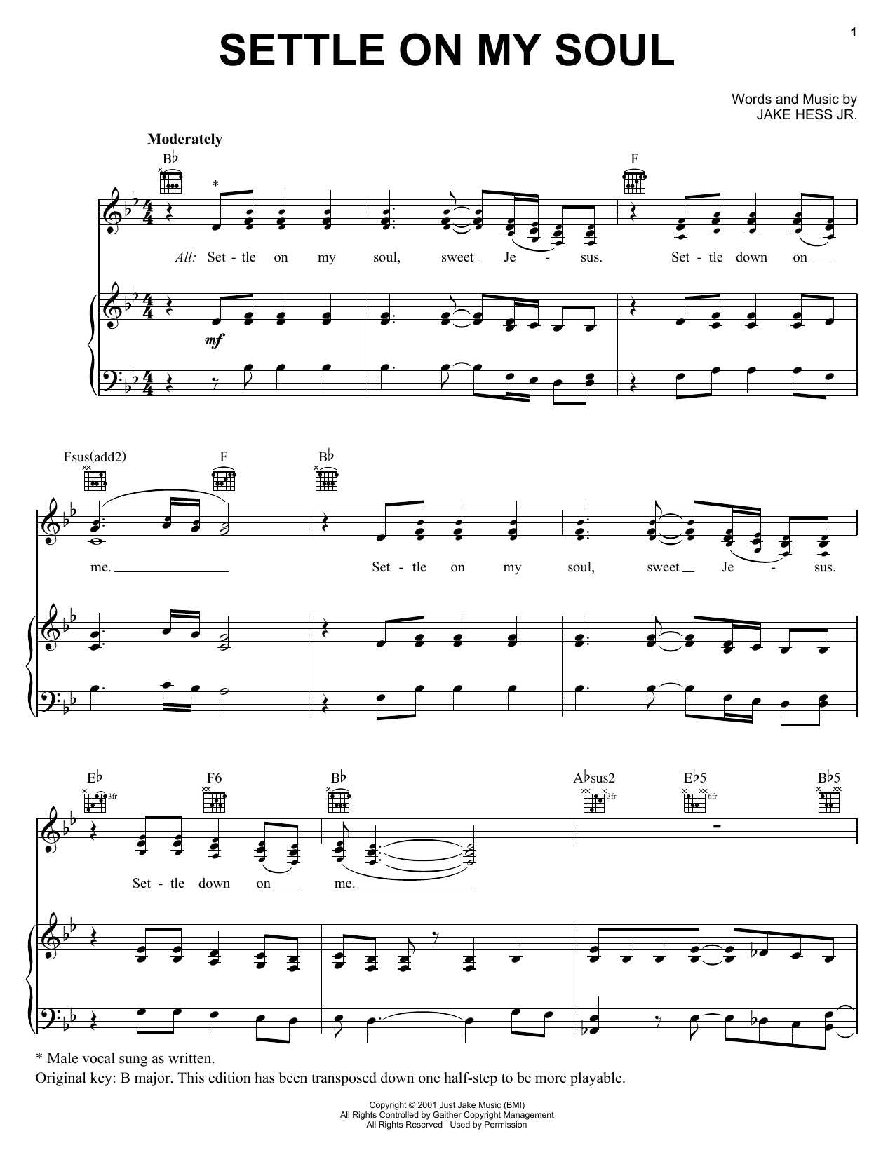 Download The Martins Settle On My Soul Sheet Music and learn how to play Piano, Vocal & Guitar (Right-Hand Melody) PDF digital score in minutes