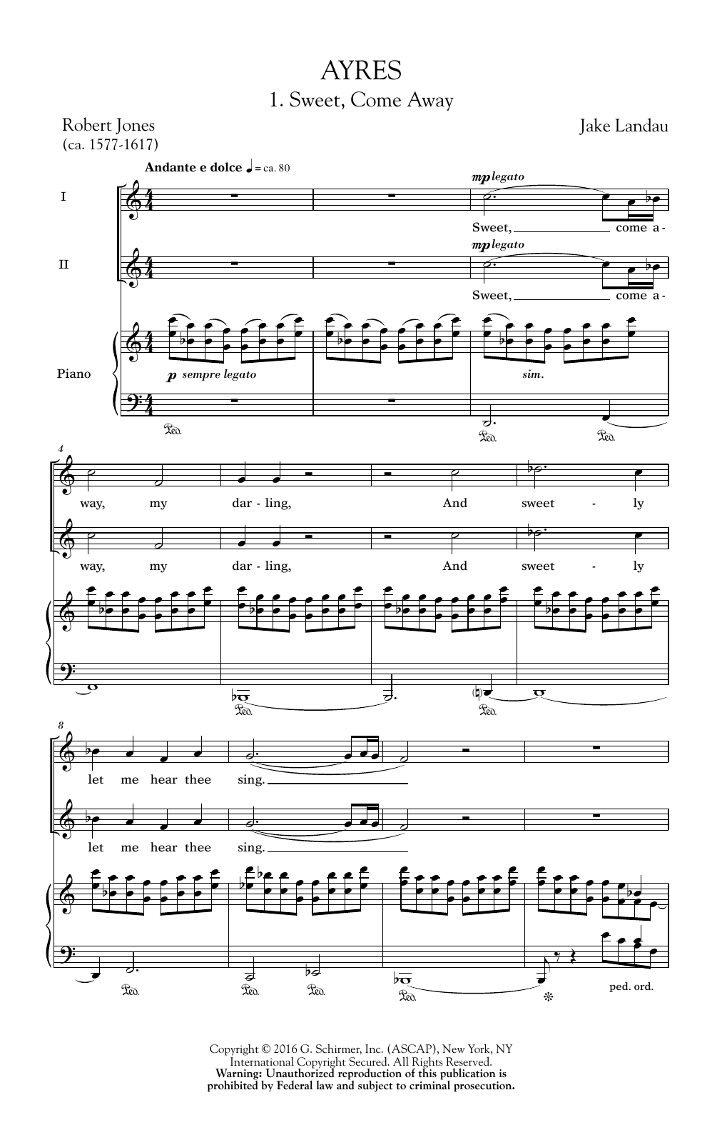 Download Jake Landau Ayres Sheet Music and learn how to play 2-Part Choir PDF digital score in minutes