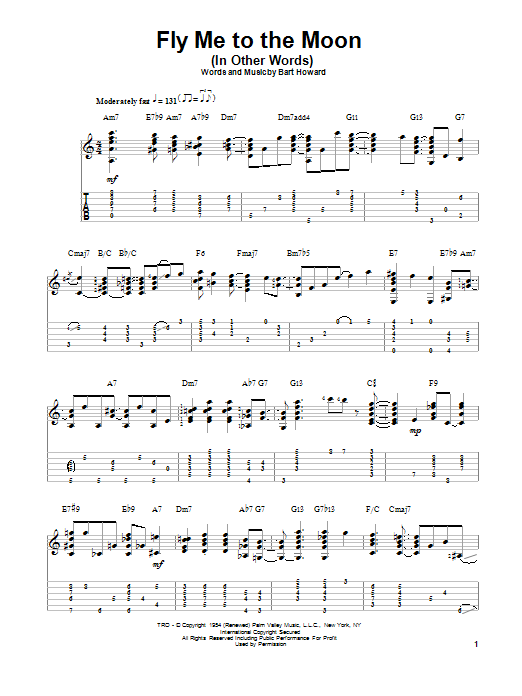 Download Jake Reichbart Fly Me To The Moon (In Other Words) Sheet Music and learn how to play Guitar Tab PDF digital score in minutes