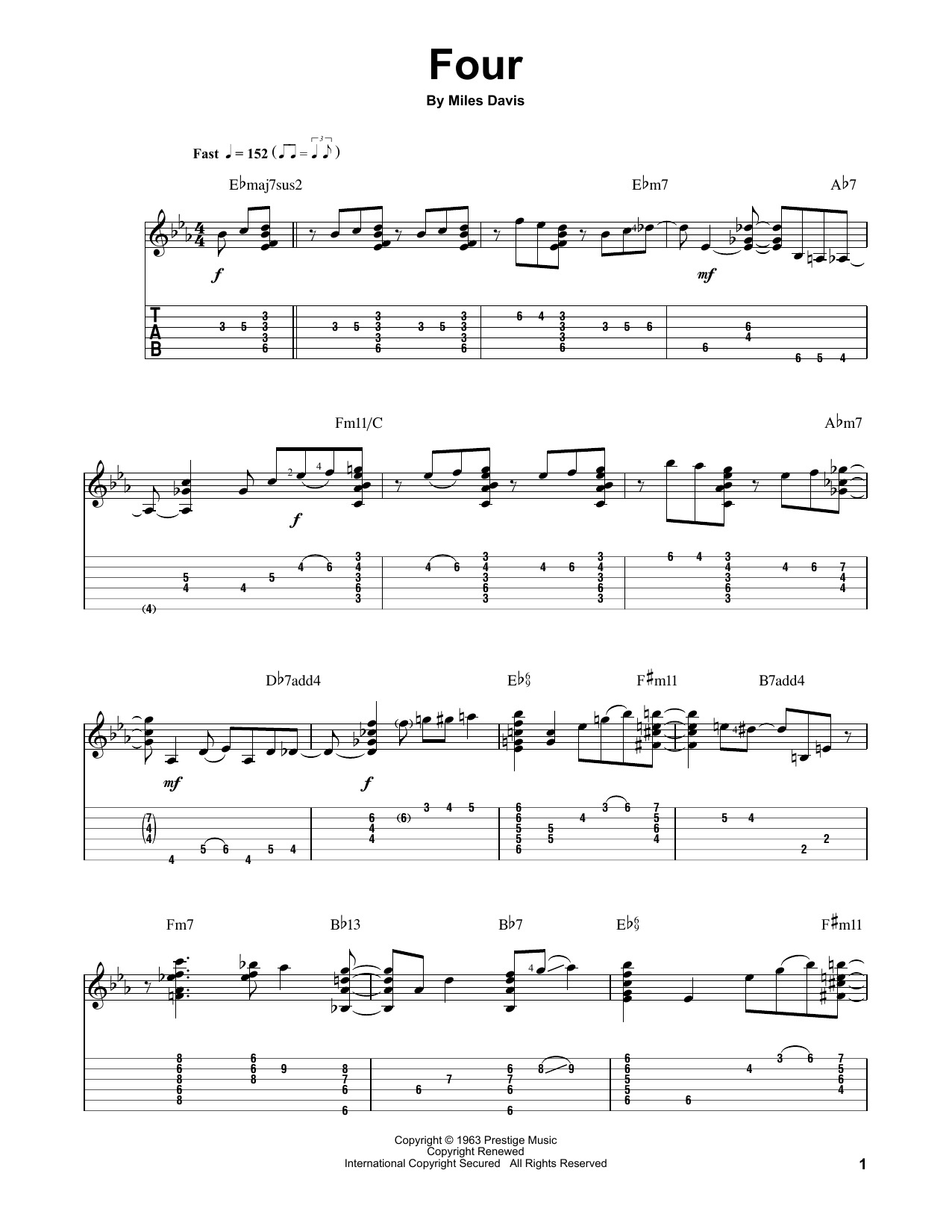 Download Jake Reichbart Four Sheet Music and learn how to play Guitar Tab PDF digital score in minutes