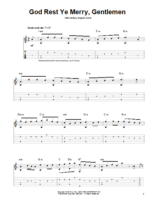 Download Jake Reichbart God Rest Ye Merry, Gentlemen Sheet Music and learn how to play Guitar Tab PDF digital score in minutes