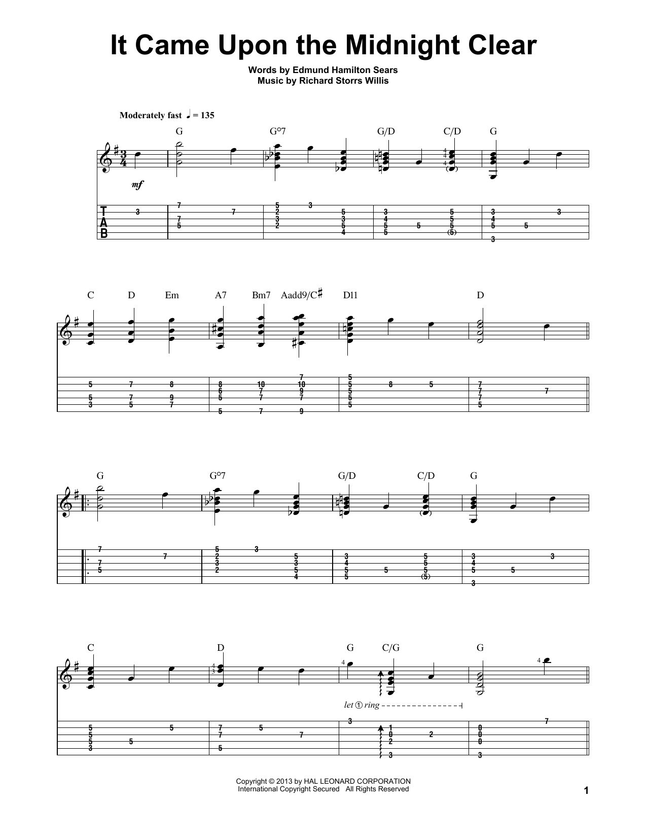 Download Jake Reichbart It Came Upon The Midnight Clear Sheet Music and learn how to play Guitar Tab PDF digital score in minutes