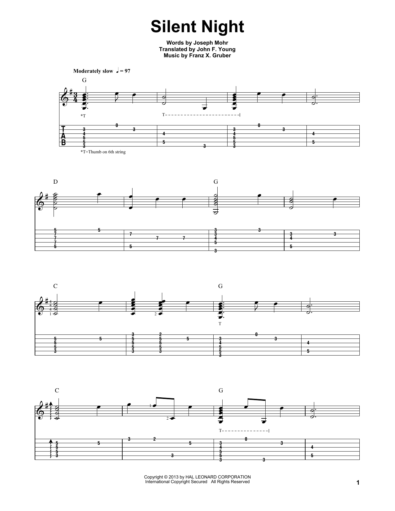 Download Jake Reichbart Silent Night Sheet Music and learn how to play Guitar Tab PDF digital score in minutes