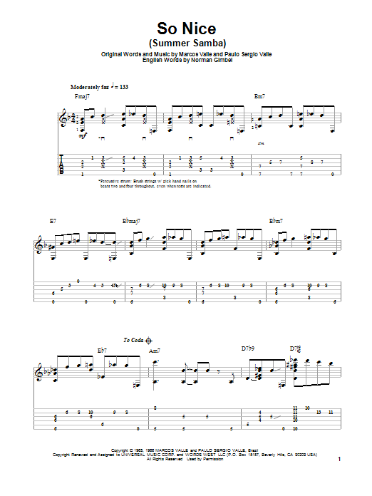 Download Jake Reichbart So Nice (Summer Samba) Sheet Music and learn how to play Guitar Tab PDF digital score in minutes