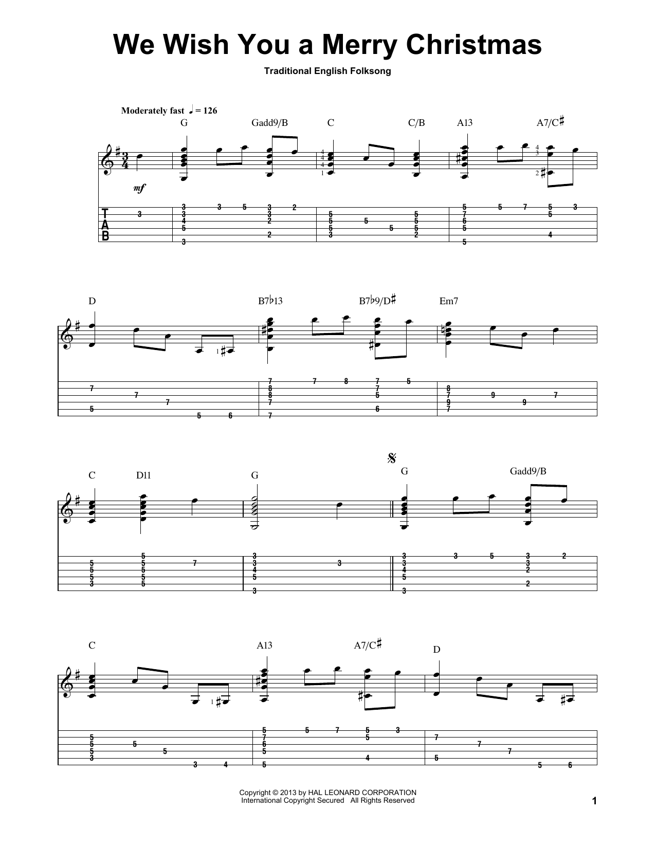 Download Jake Reichbart We Wish You A Merry Christmas Sheet Music and learn how to play Guitar Tab PDF digital score in minutes