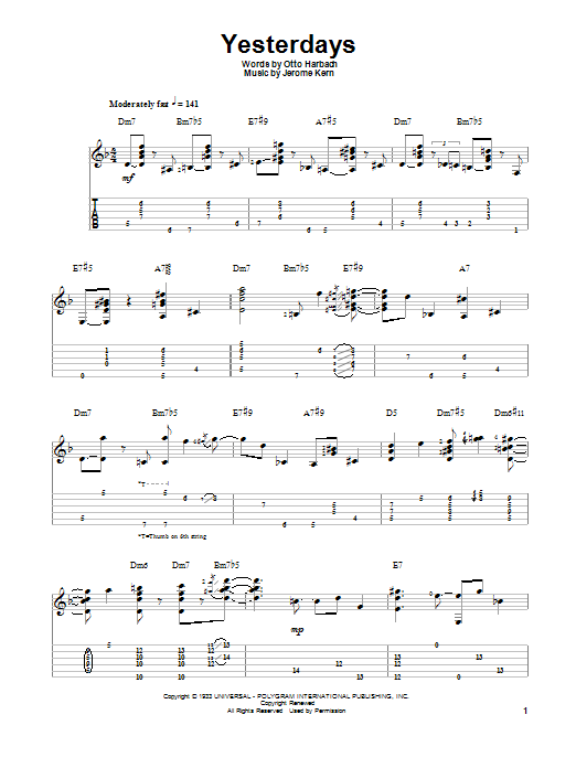 Download Jake Reichbart Yesterdays Sheet Music and learn how to play Guitar Tab PDF digital score in minutes