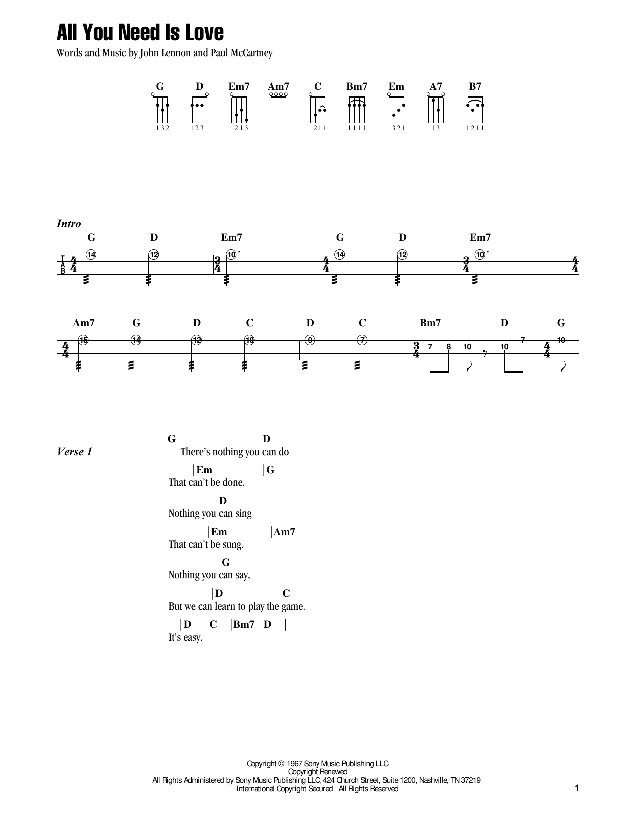Download Jake Shimabukuro All You Need Is Love (feat. Ziggy Marley) Sheet Music and learn how to play Ukulele PDF digital score in minutes