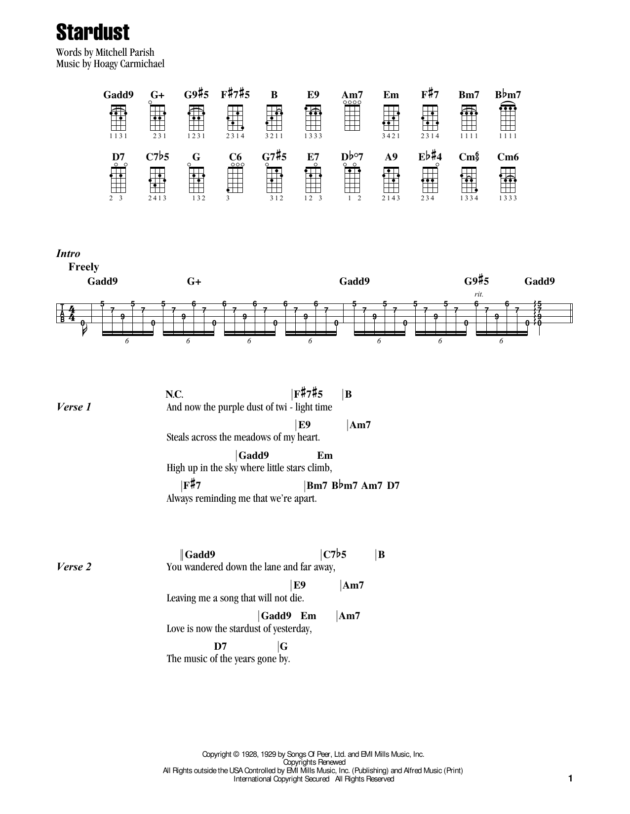 Download Jake Shimabukuro Stardust (feat. Willie Nelson) Sheet Music and learn how to play Ukulele PDF digital score in minutes