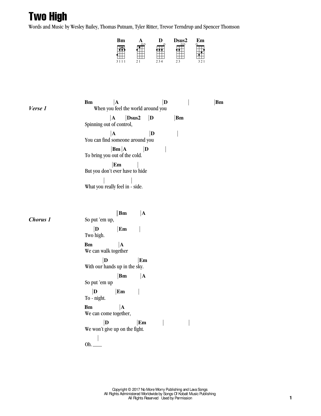 Download Jake Shimabukuro Two High Sheet Music and learn how to play Ukulele PDF digital score in minutes