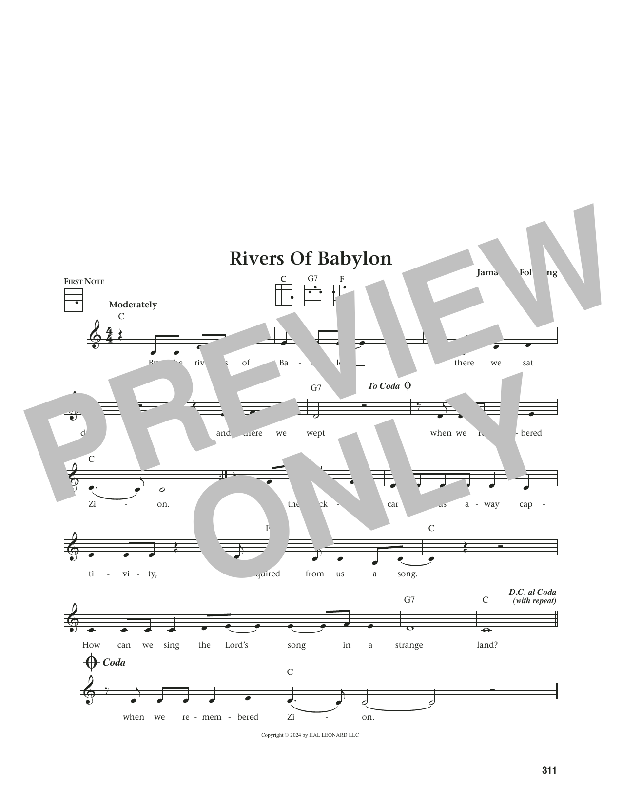 Download Jamaican Folk Song Rivers Of Babylon (from The Daily Ukuelele) (arr. Jim Beloff) Sheet Music and learn how to play Ukulele PDF digital score in minutes