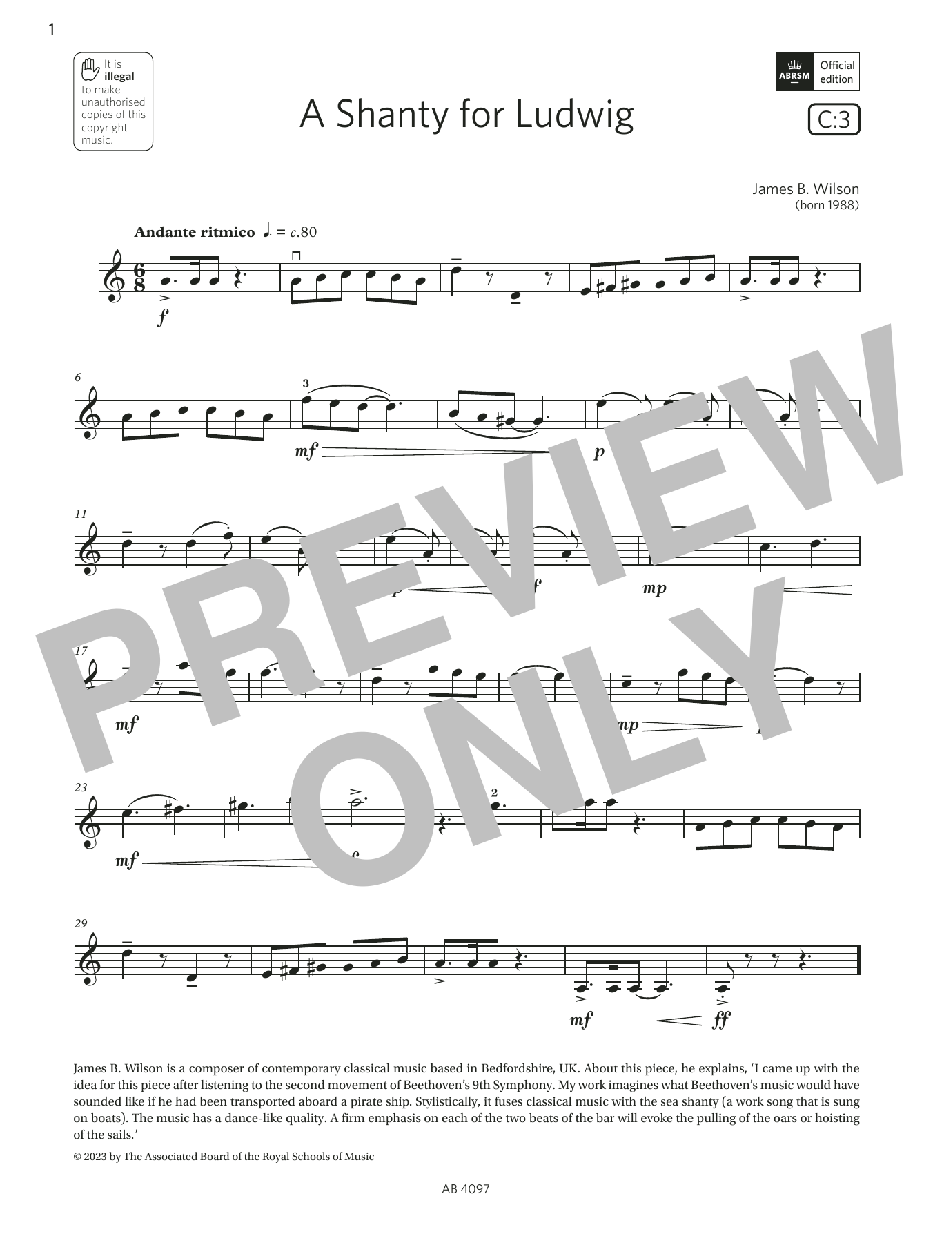 Download James B. Wilson A Shanty for Ludwig (Grade 3, C3, from the ABRSM Violin Syllabus from 2024) Sheet Music and learn how to play Violin Solo PDF digital score in minutes
