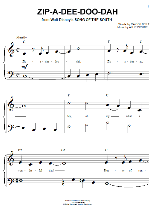 Download Ray Gilbert Zip-A-Dee-Doo-Dah Sheet Music and learn how to play GTRENS PDF digital score in minutes