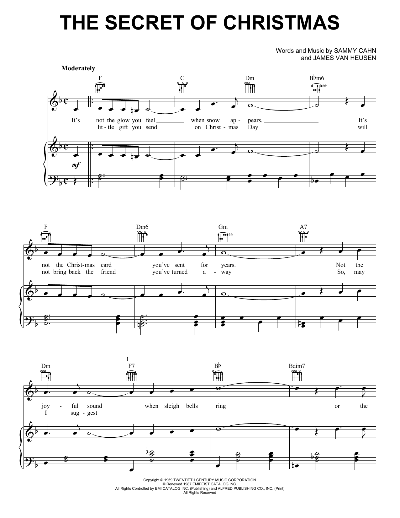 Download James Can Heusen The Secret Of Christmas Sheet Music and learn how to play Piano, Vocal & Guitar (Right-Hand Melody) PDF digital score in minutes