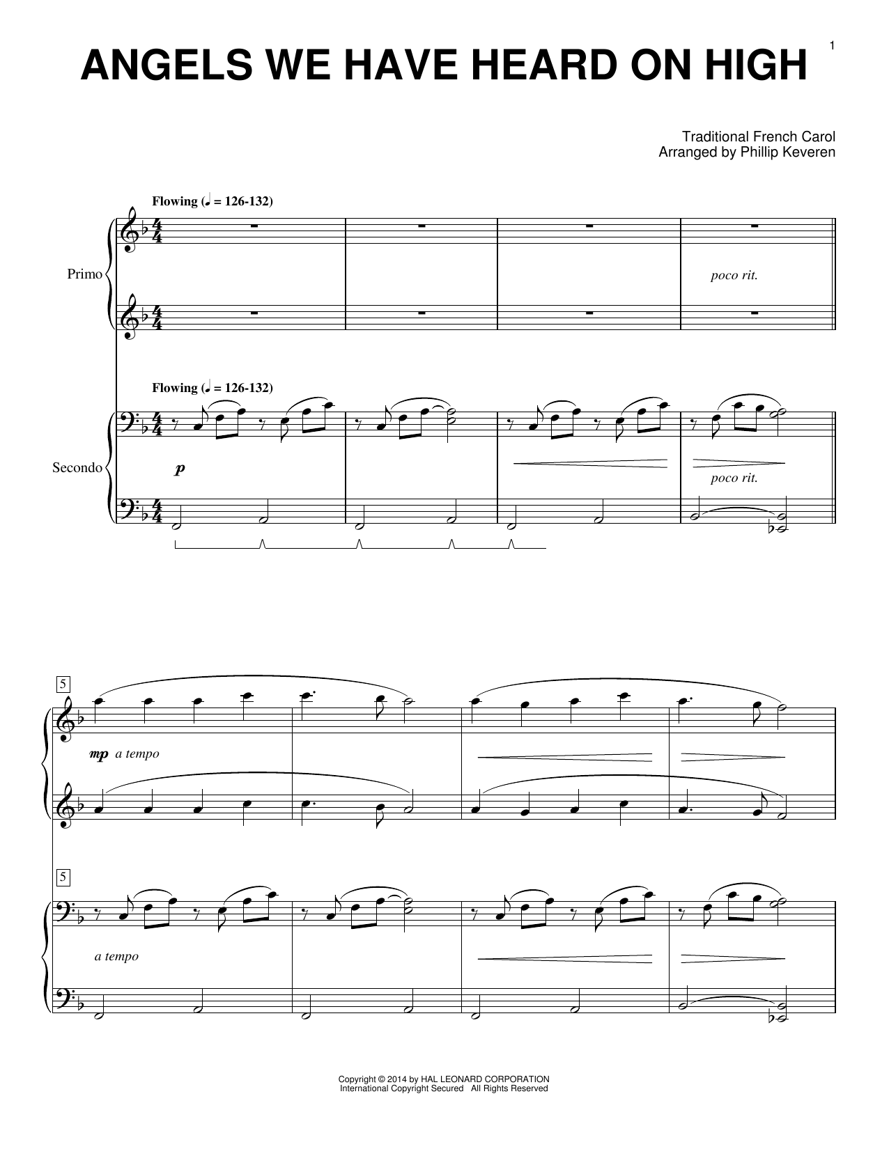 Download Phillip Keveren Angels We Have Heard On High Sheet Music and learn how to play Piano Duet PDF digital score in minutes
