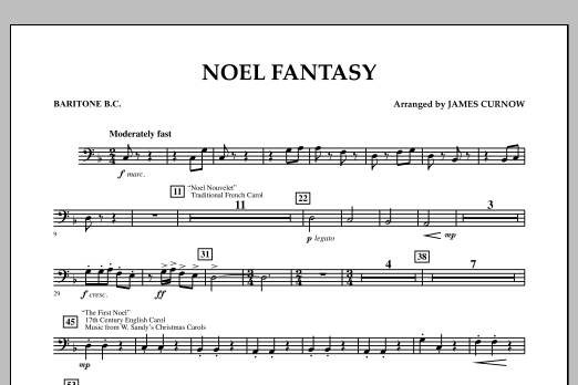 Download James Curnow Noel Fantasy - Baritone B.C. Sheet Music and learn how to play Concert Band PDF digital score in minutes