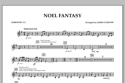 Download James Curnow Noel Fantasy - Baritone T.C. Sheet Music and learn how to play Concert Band PDF digital score in minutes