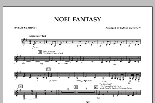 Download James Curnow Noel Fantasy - Bb Bass Clarinet Sheet Music and learn how to play Concert Band PDF digital score in minutes