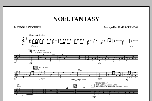 Download James Curnow Noel Fantasy - Bb Tenor Saxophone Sheet Music and learn how to play Concert Band PDF digital score in minutes