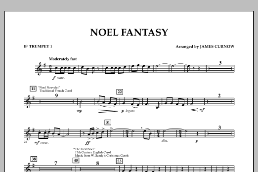 Download James Curnow Noel Fantasy - Bb Trumpet 1 Sheet Music and learn how to play Concert Band PDF digital score in minutes