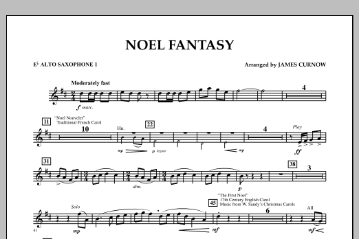 Download James Curnow Noel Fantasy - Eb Alto Saxophone 1 Sheet Music and learn how to play Concert Band PDF digital score in minutes