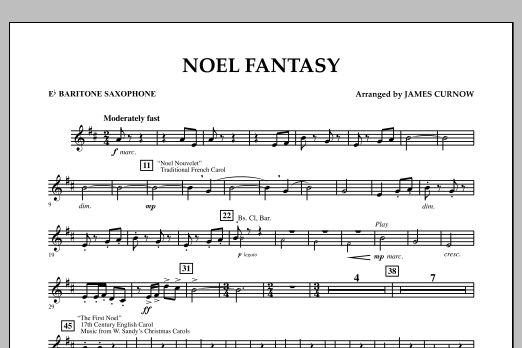 Download James Curnow Noel Fantasy - Eb Baritone Saxophone Sheet Music and learn how to play Concert Band PDF digital score in minutes