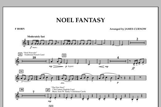 Download James Curnow Noel Fantasy - F Horn Sheet Music and learn how to play Concert Band PDF digital score in minutes