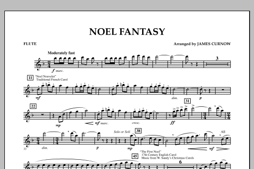 Download James Curnow Noel Fantasy - Flute Sheet Music and learn how to play Concert Band PDF digital score in minutes