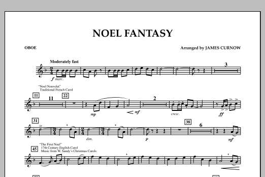 Download James Curnow Noel Fantasy - Oboe Sheet Music and learn how to play Concert Band PDF digital score in minutes