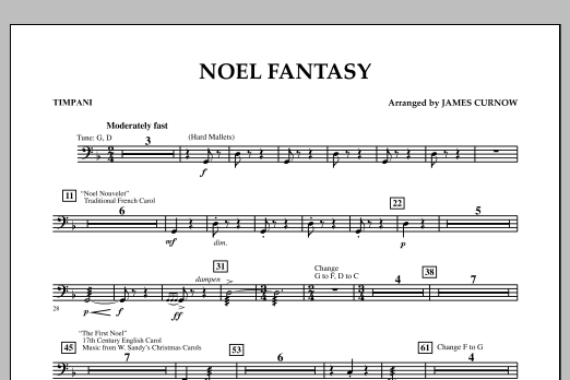 Download James Curnow Noel Fantasy - Timpani Sheet Music and learn how to play Concert Band PDF digital score in minutes