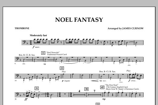 Download James Curnow Noel Fantasy - Trombone Sheet Music and learn how to play Concert Band PDF digital score in minutes