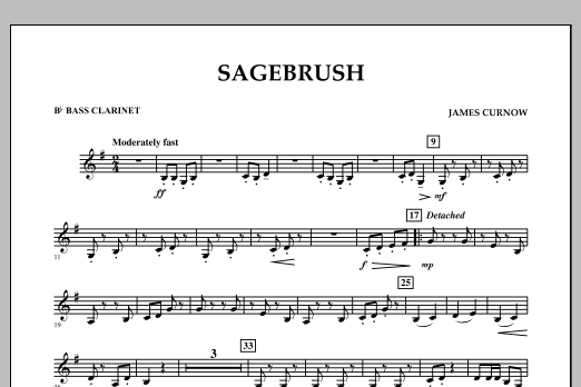 Download James Curnow Sagebrush - Bb Bass Clarinet Sheet Music and learn how to play Concert Band PDF digital score in minutes