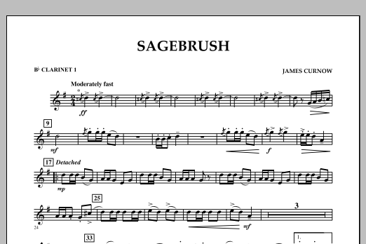 Download James Curnow Sagebrush - Bb Clarinet 1 Sheet Music and learn how to play Concert Band PDF digital score in minutes