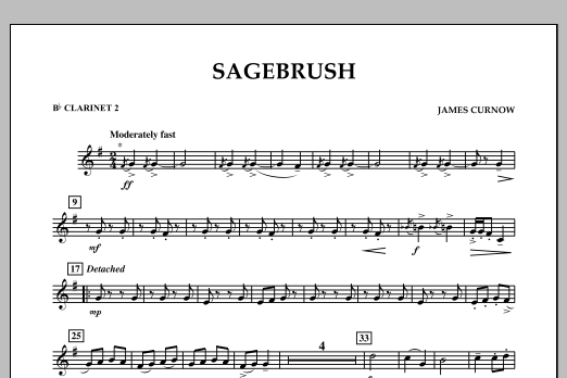 Download James Curnow Sagebrush - Bb Clarinet 2 Sheet Music and learn how to play Concert Band PDF digital score in minutes