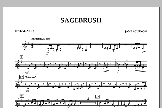 Download James Curnow Sagebrush - Bb Clarinet 3 Sheet Music and learn how to play Concert Band PDF digital score in minutes