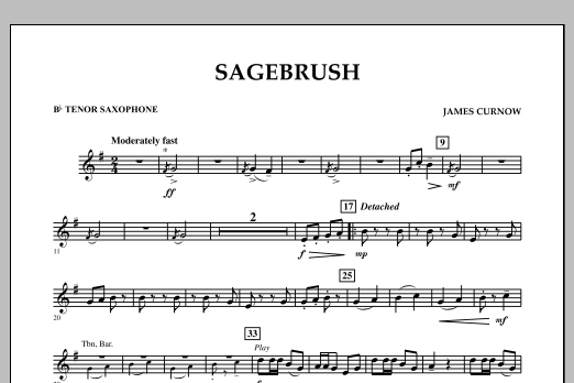 Download James Curnow Sagebrush - Bb Tenor Saxophone Sheet Music and learn how to play Concert Band PDF digital score in minutes