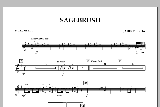 Download James Curnow Sagebrush - Bb Trumpet 1 Sheet Music and learn how to play Concert Band PDF digital score in minutes