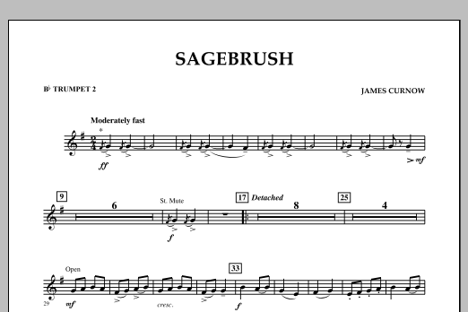 Download James Curnow Sagebrush - Bb Trumpet 2 Sheet Music and learn how to play Concert Band PDF digital score in minutes