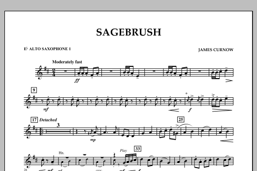 Download James Curnow Sagebrush - Eb Alto Saxophone 1 Sheet Music and learn how to play Concert Band PDF digital score in minutes