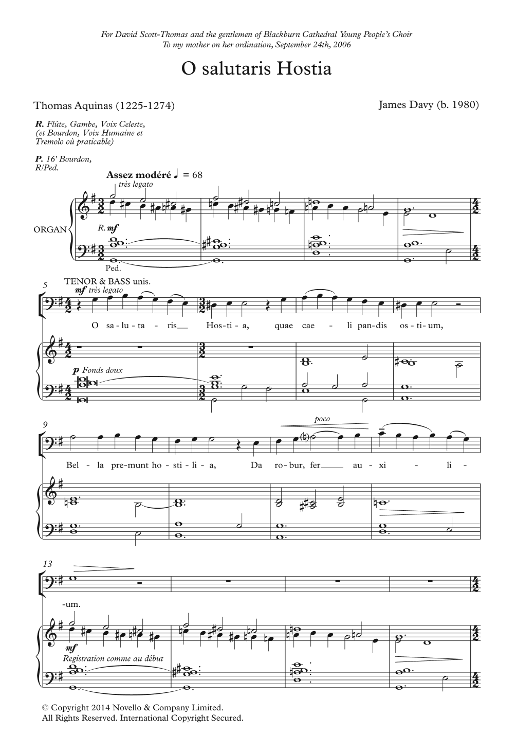 Download James Davy O Salutaris Hostia Sheet Music and learn how to play SATB PDF digital score in minutes