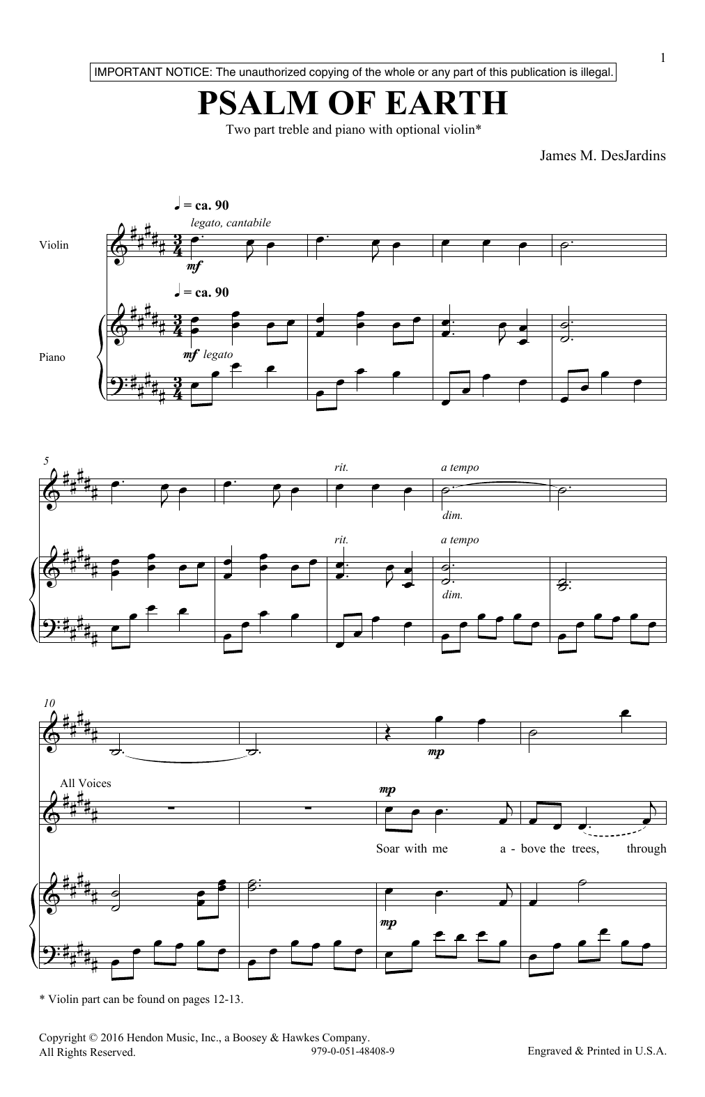 Download James DesJardins Psalm Of Earth Sheet Music and learn how to play 2-Part Choir PDF digital score in minutes