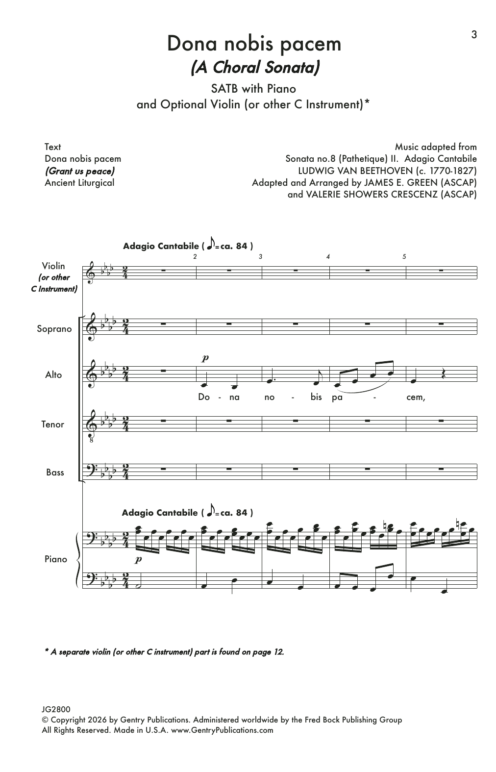 Download James E. Green and Valerie Showers Crescenz Dona Nobis Pacem Sheet Music and learn how to play SATB Choir PDF digital score in minutes