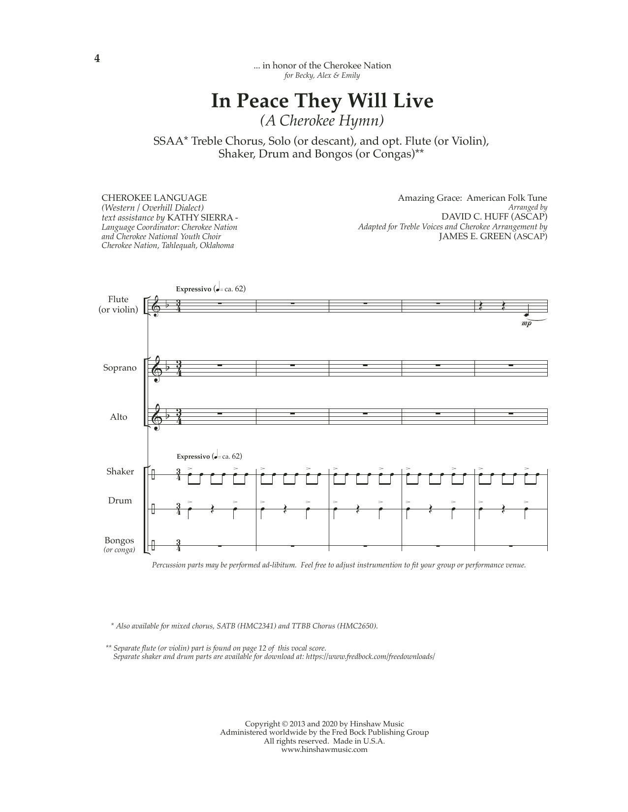 Download James E. Green In Peace They Will Live (A Cherokee Hymn) Sheet Music and learn how to play TTBB Choir PDF digital score in minutes