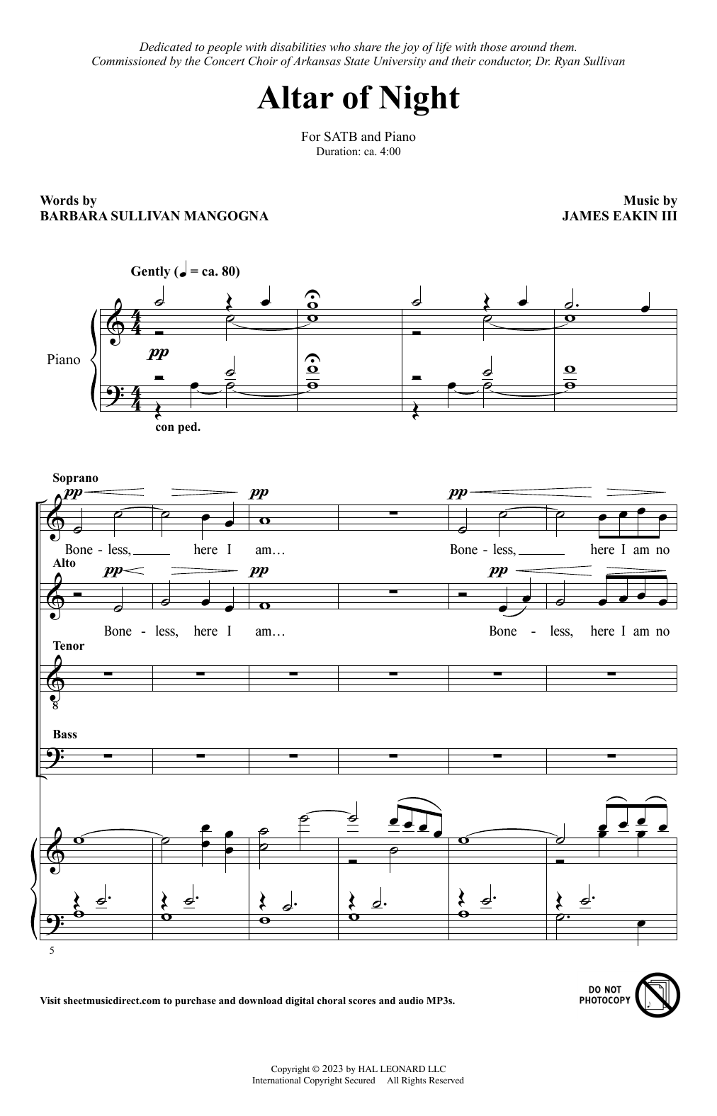 Download James Eakin III Altar Of Night Sheet Music and learn how to play SATB Choir PDF digital score in minutes