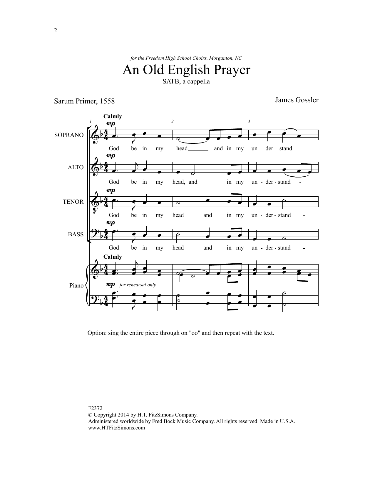 Download James Gossler An Old English Prayer Sheet Music and learn how to play SATB Choir PDF digital score in minutes