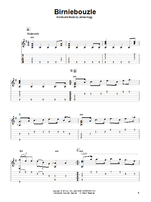 Download James Hogg Birniebouzle Sheet Music and learn how to play Guitar Tab PDF digital score in minutes