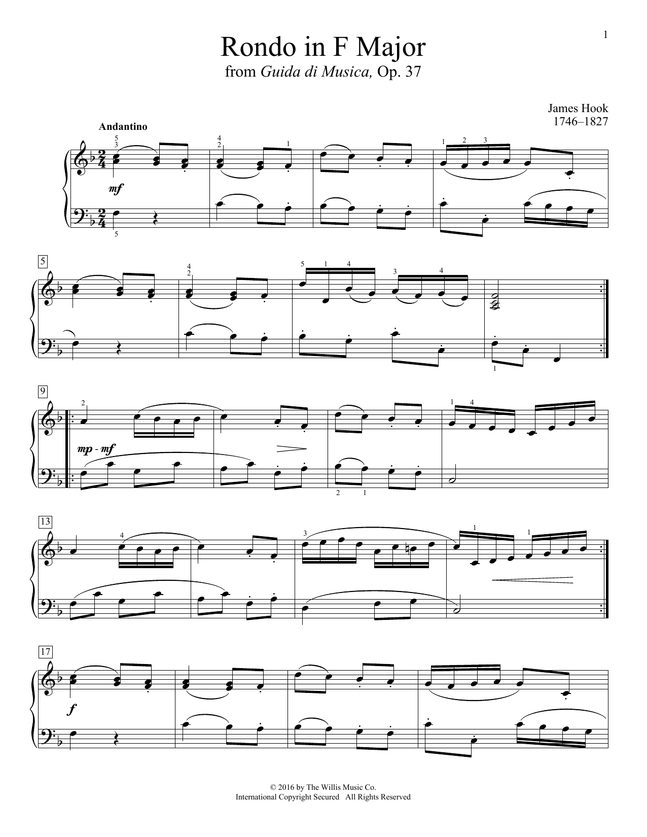 Download James Hook Rondo In F Major Sheet Music and learn how to play Educational Piano PDF digital score in minutes