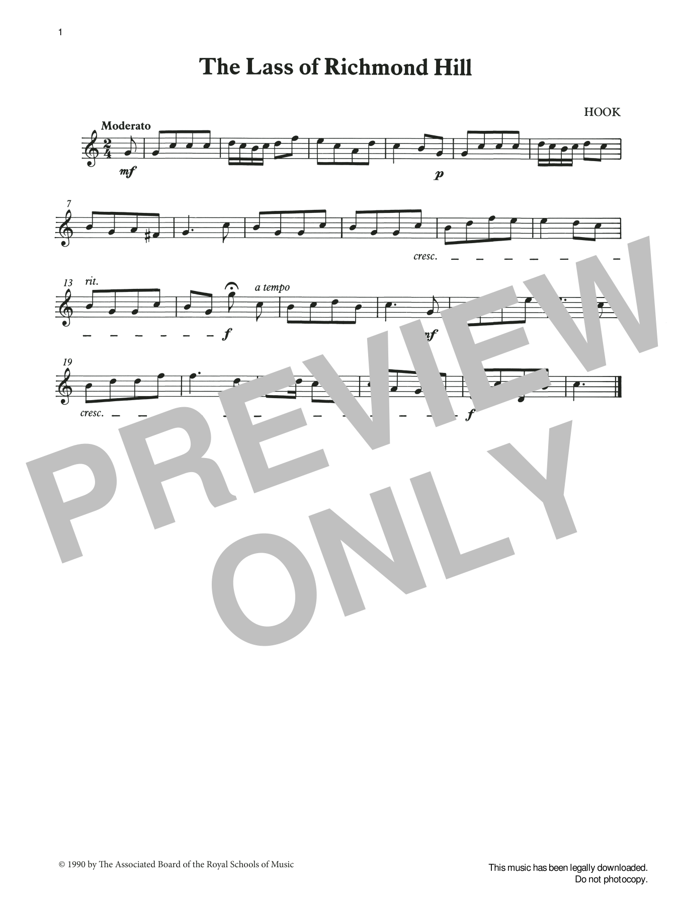 Download James Hook The Lass of Richmond Hill from Graded Music for Tuned Percussion, Book I Sheet Music and learn how to play Percussion Solo PDF digital score in minutes