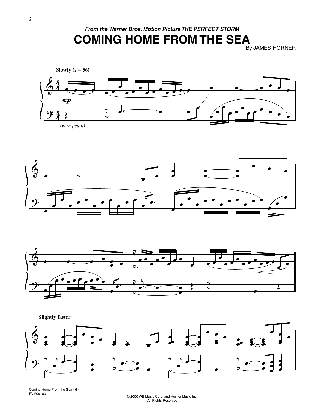 Download James Horner Coming Home From The Sea (from The Perfect Storm) Sheet Music and learn how to play Piano Solo PDF digital score in minutes