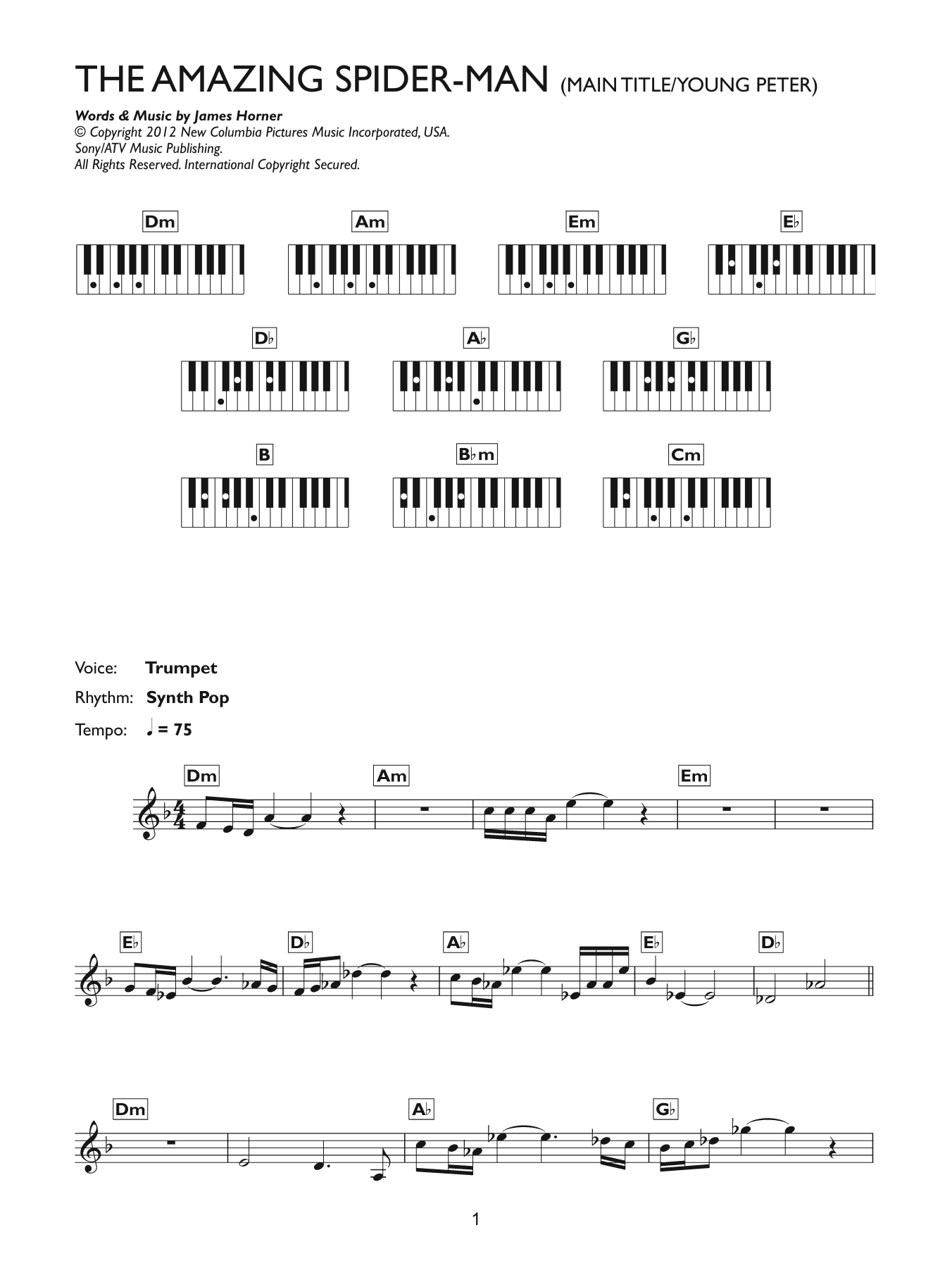 Download James Horner Main Title / Young Peter (From The Amazing Spider-Man) Sheet Music and learn how to play Keyboard PDF digital score in minutes